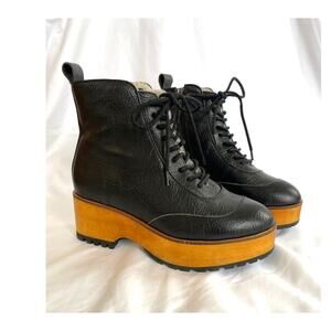 Kelsi Dagger Black and Tan Ankle Boots